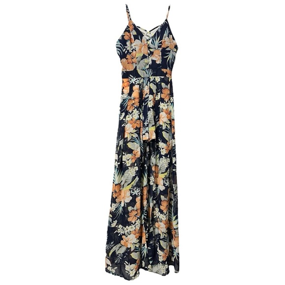 Miss Avenue Blue Tropical Romper Dress Size S - Picture 1 of 11